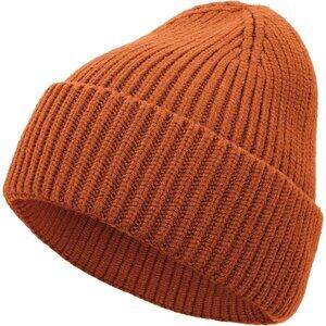 Women's Beanie Orange Wool Unisex Cuffed Knit Winter Warm Skull Ski Hats Caps